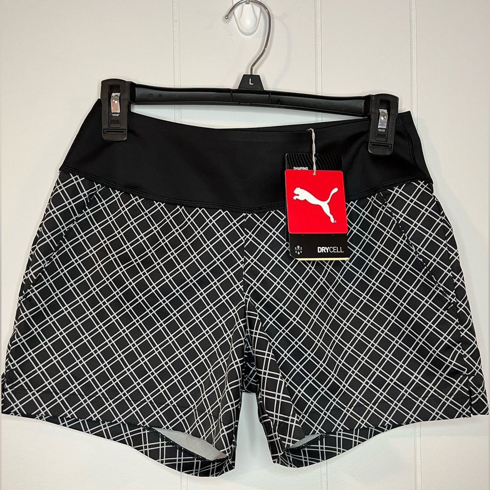 Puma Pwrshape  Short women’s XS Black Silver Stripe Golf Hiking Swim Shapewear.